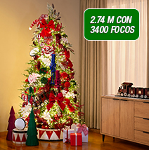 Árbol con luces 2.74 m con  3400 focos